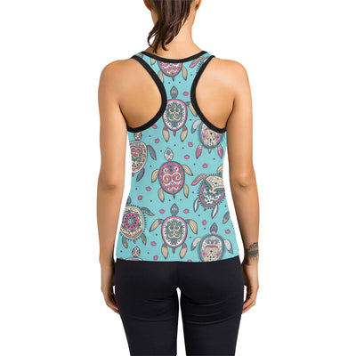 Sea Turtle Art Pattern Women's Racerback Tank Top