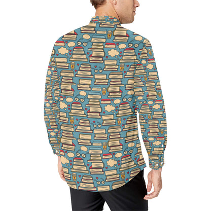 Book Pattern Print Design 03 Men's Long Sleeve Shirt