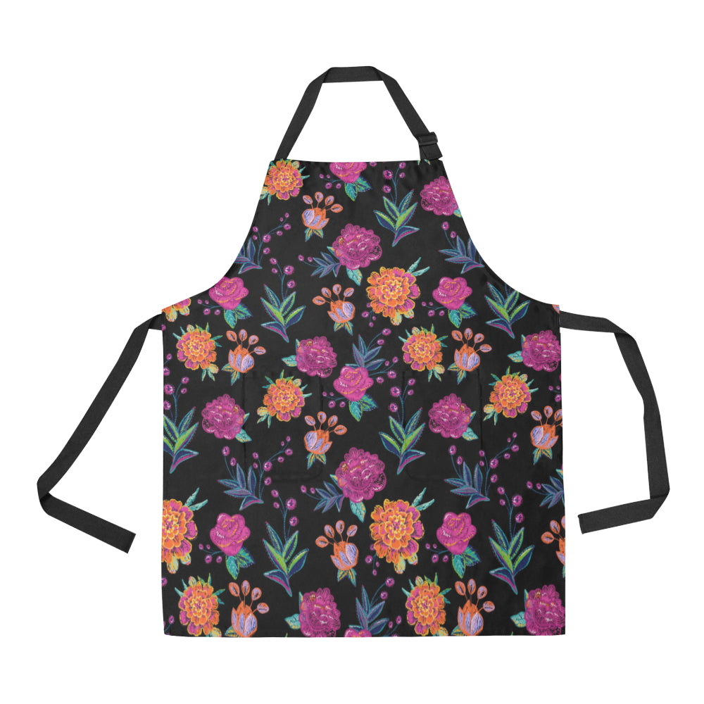 Marigold Pattern Print Design MR02 Apron with Pocket