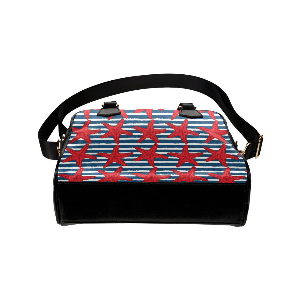 Starfish Red Pattern Print Design 02 Shoulder Handbag