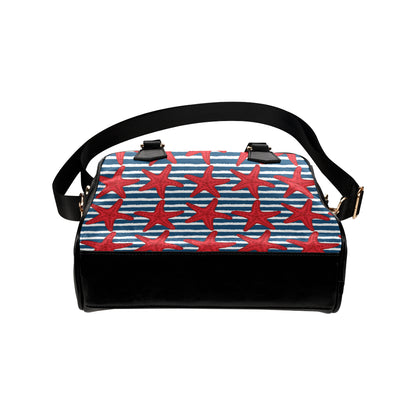 Starfish Red Pattern Print Design 02 Shoulder Handbag