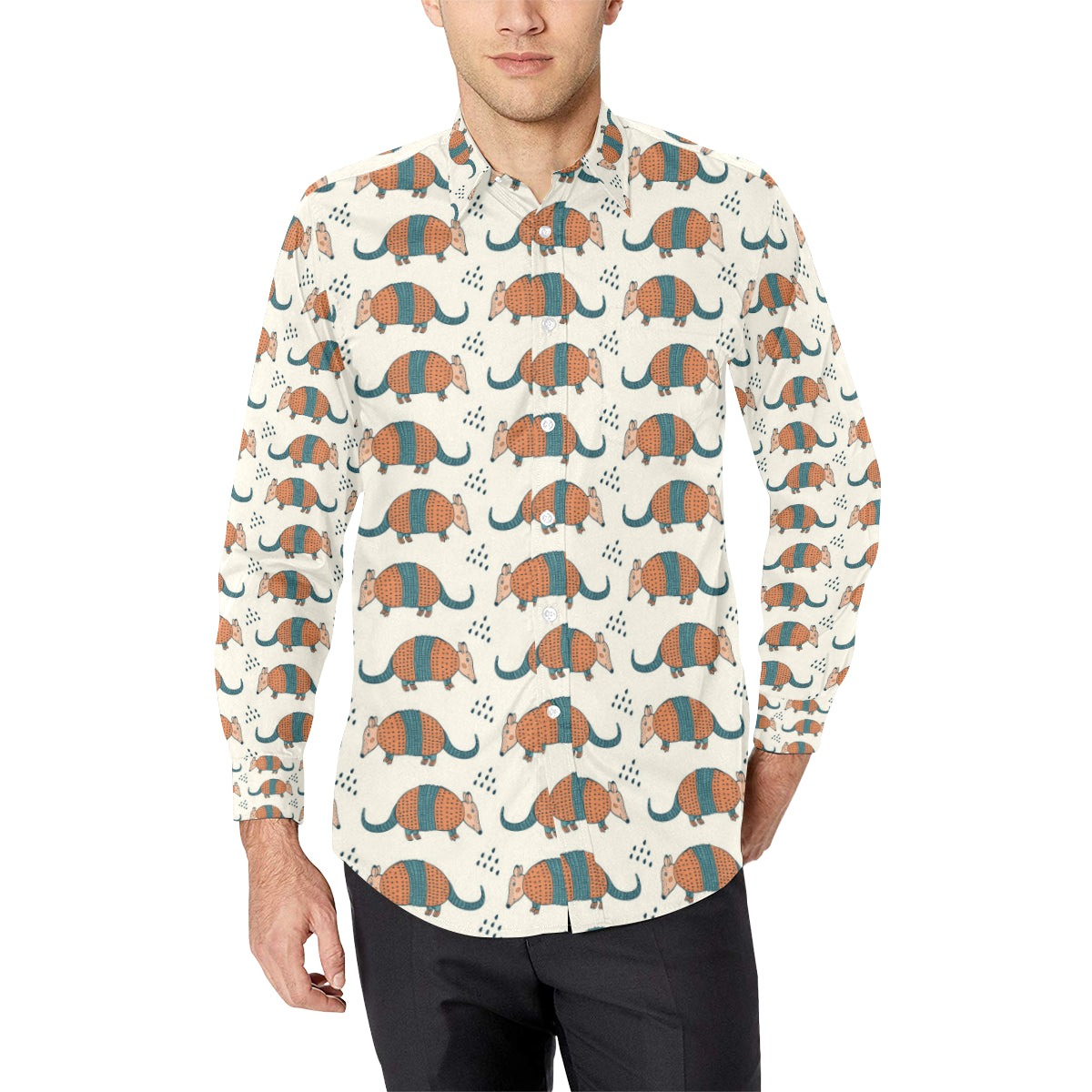 Armadillo Pattern Print Design 01 Men's Long Sleeve Shirt