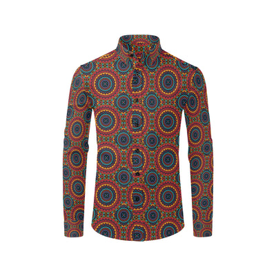 Bohemian Mandala Style Print Men's Long Sleeve Shirt