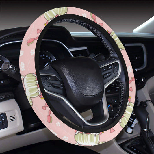 Bichons Frise Pattern Print Design 01 Steering Wheel Cover with Elastic Edge