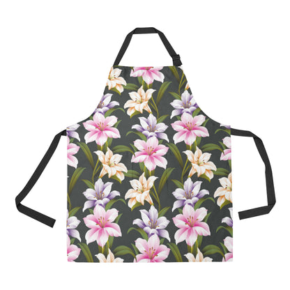 Lily Pattern Print Design LY01 Apron with Pocket