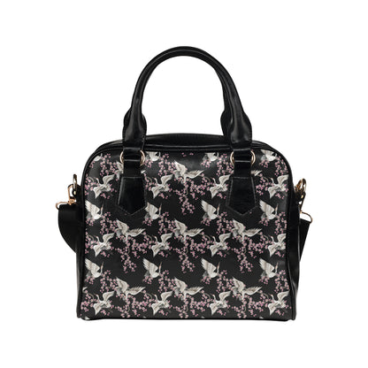 Crane Pattern Print Design 01 Shoulder Handbag
