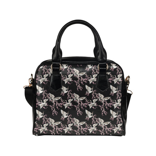 Crane Pattern Print Design 01 Shoulder Handbag
