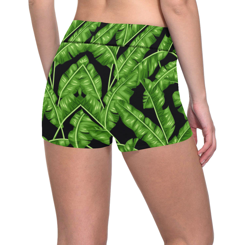 Banana Leaf Pattern Print Design BL01 Yoga Shorts