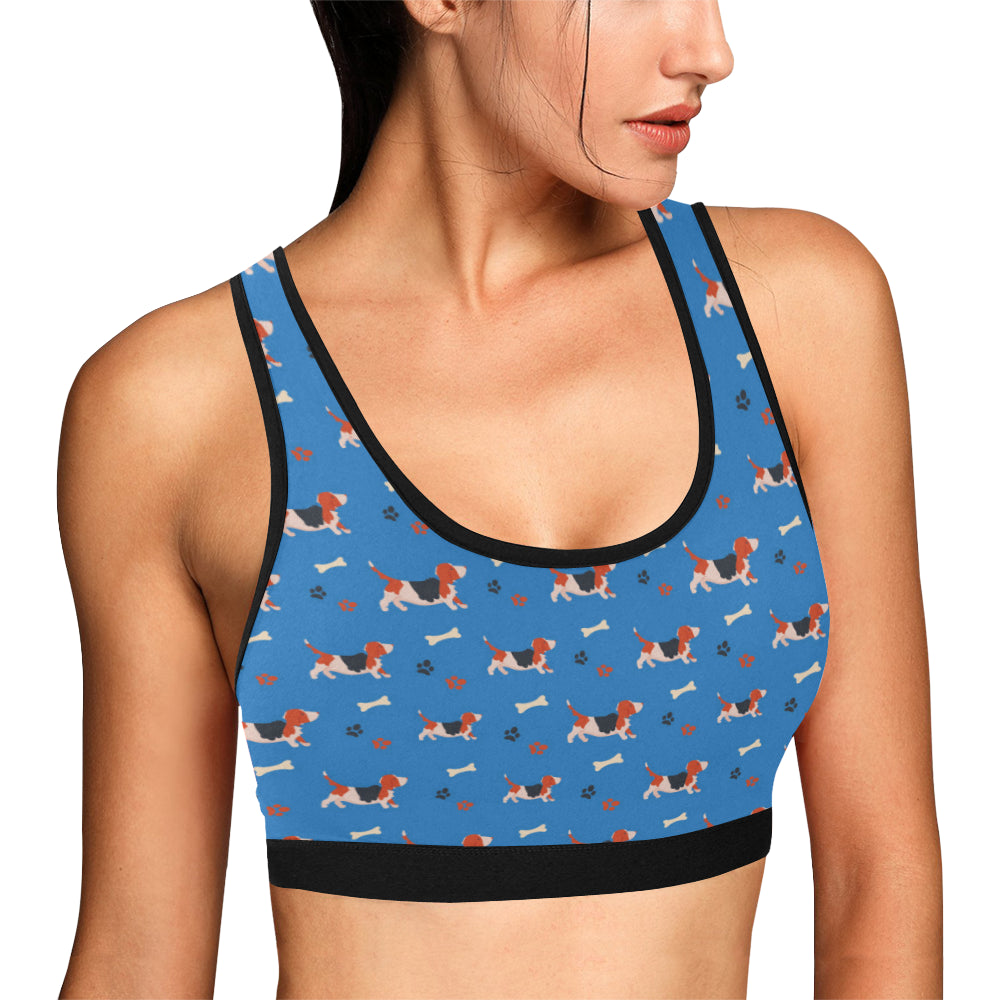 Basset Hound Pattern Print Design 02 Sports Bra