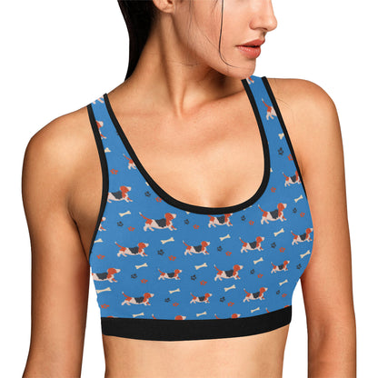 Basset Hound Pattern Print Design 02 Sports Bra