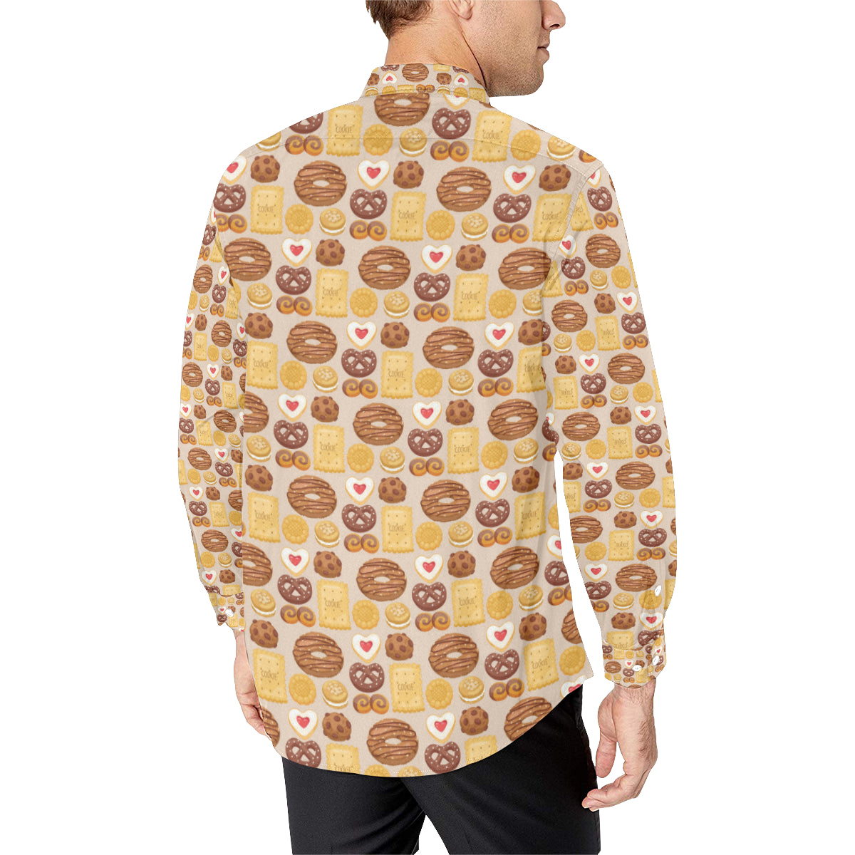 Cookie Pattern Print Design 02 Men's Long Sleeve Shirt
