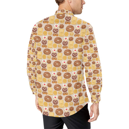 Cookie Pattern Print Design 02 Men's Long Sleeve Shirt