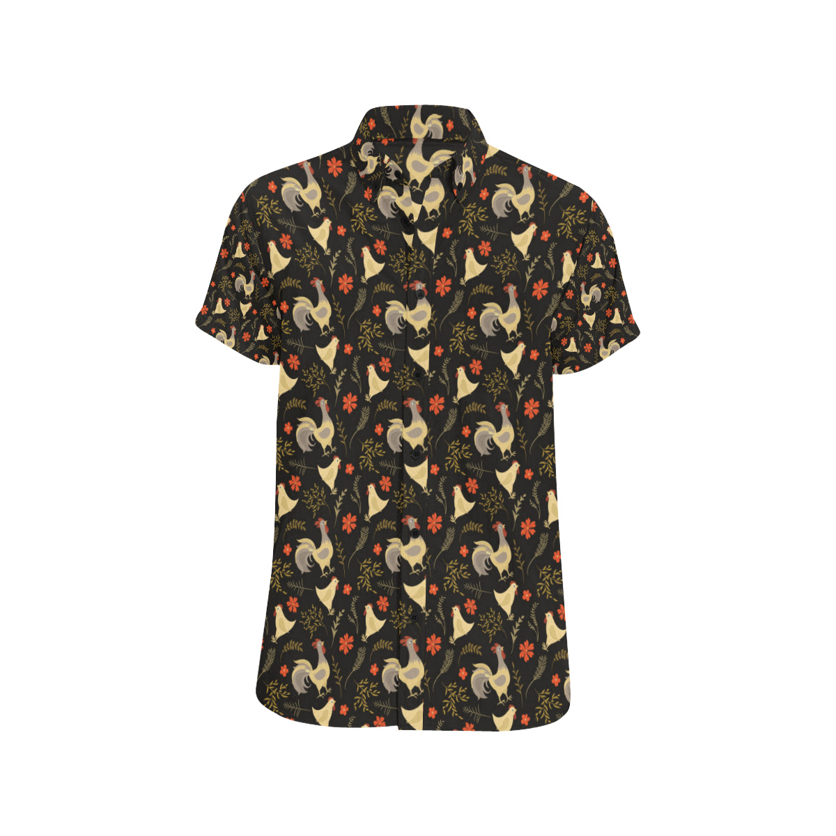 Chicken Pattern Print Design 04 Men's Short Sleeve Button Up Shirt