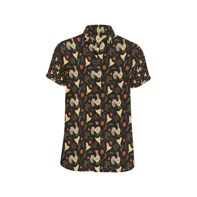 Chicken Pattern Print Design 04 Men's Short Sleeve Button Up Shirt