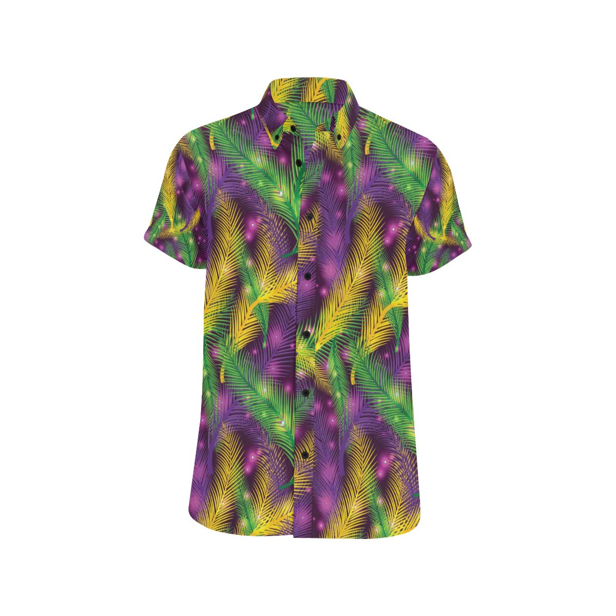 Mardi Gras Pattern Print Design 09 Men's Short Sleeve Button Up Shirt