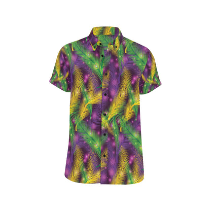 Mardi Gras Pattern Print Design 09 Men's Short Sleeve Button Up Shirt