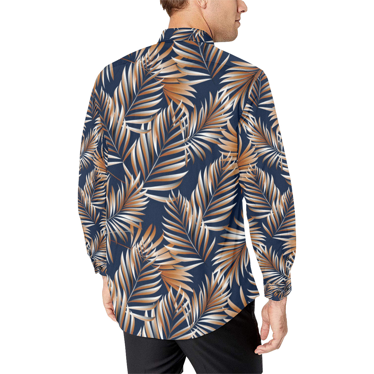 Tropical Flower Pattern Print Design TF07 Men's Long Sleeve Shirt