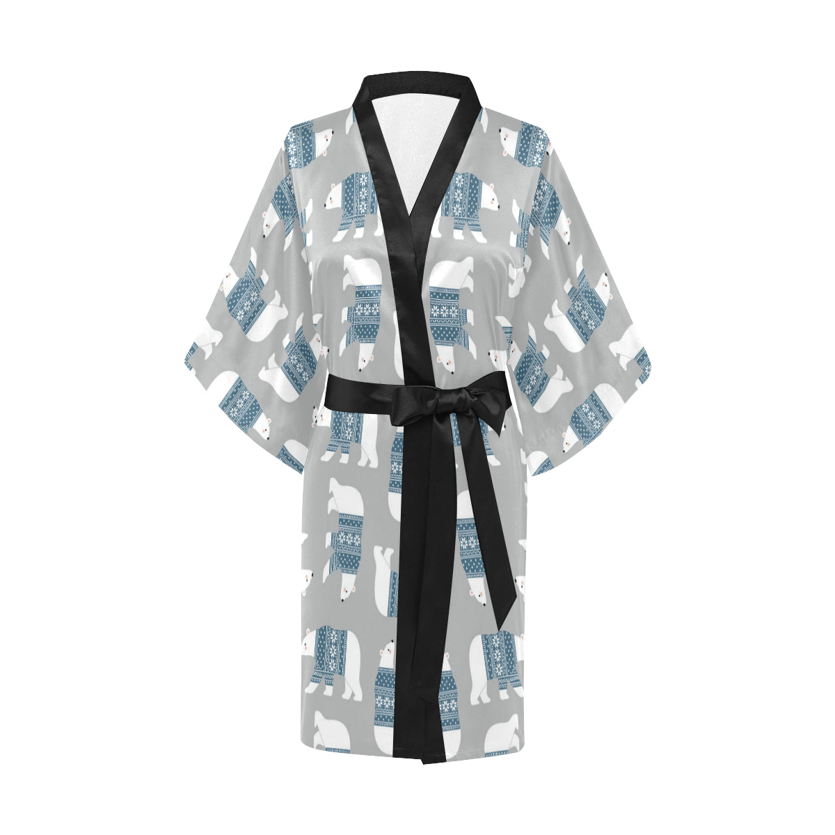 Polar Bear Pattern Print Design A03 Women's Short Kimono