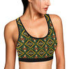 Kente Green Design African Print Sports Bra