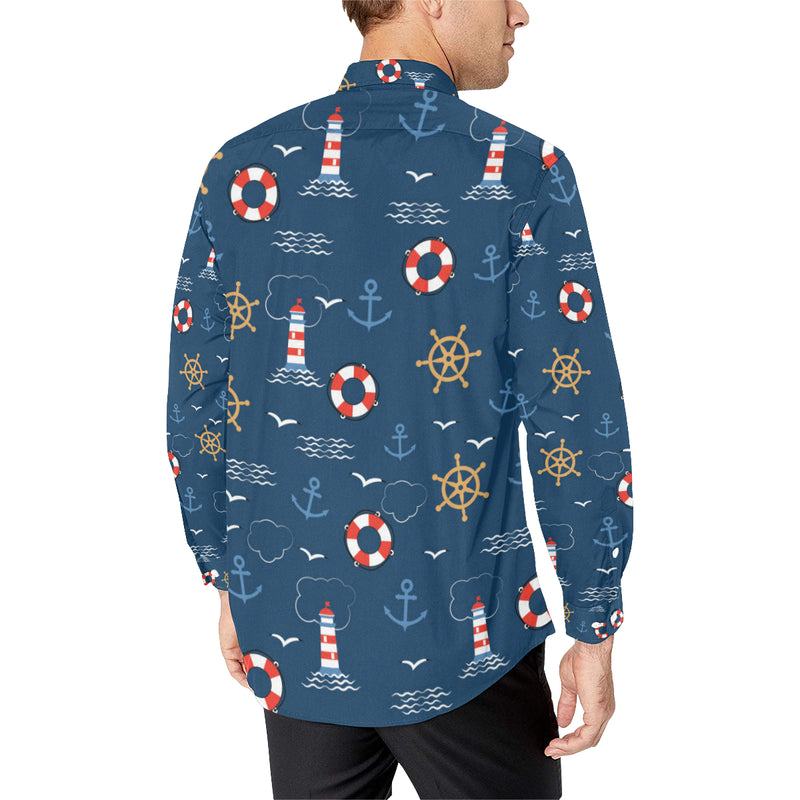 Nautical Pattern Print Design A06 Men's Long Sleeve Shirt