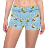 Bee Pattern Print Design BEE03 Yoga Shorts