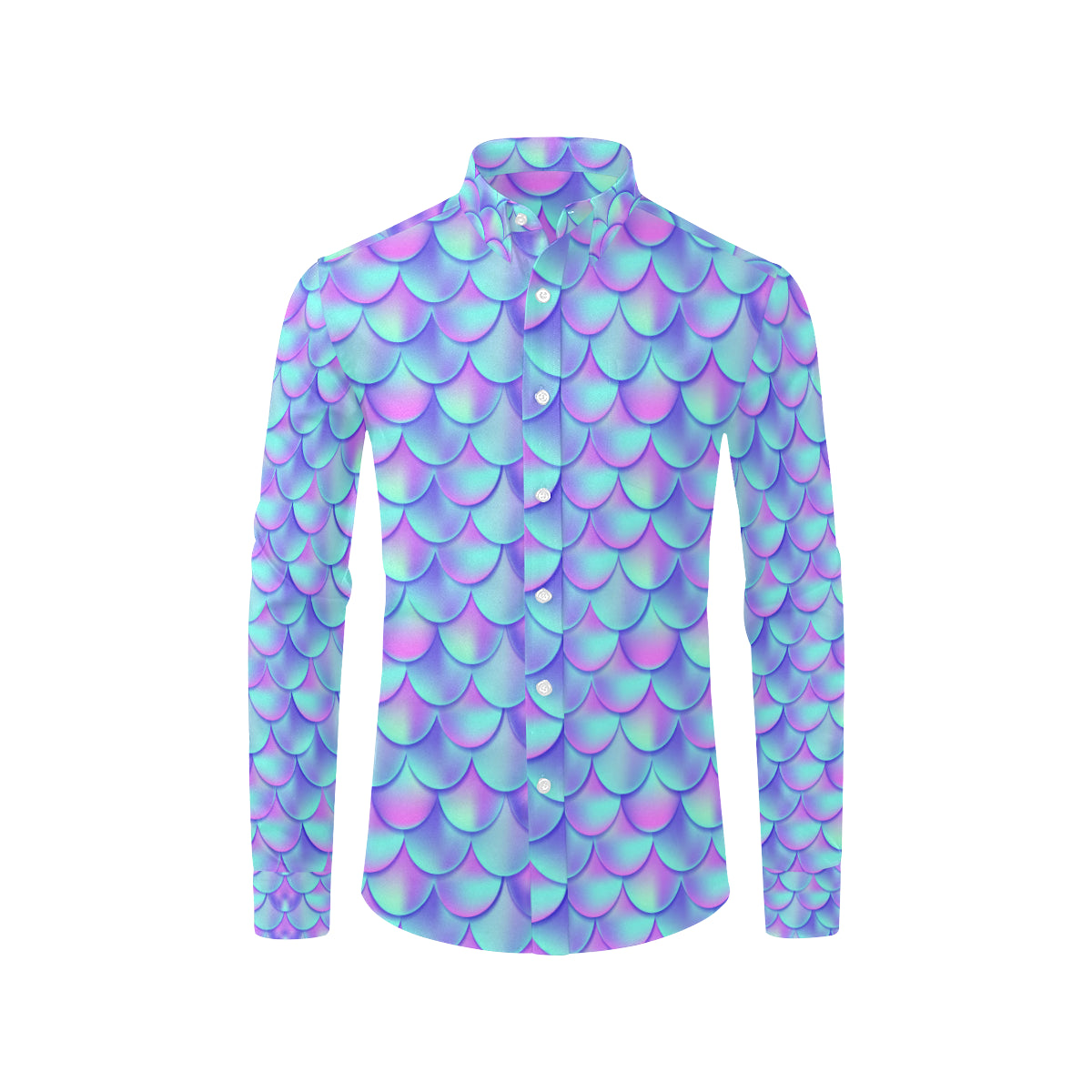Mermaid Tail Design Print Pattern Men's Long Sleeve Shirt