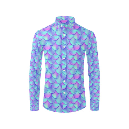 Mermaid Tail Design Print Pattern Men's Long Sleeve Shirt