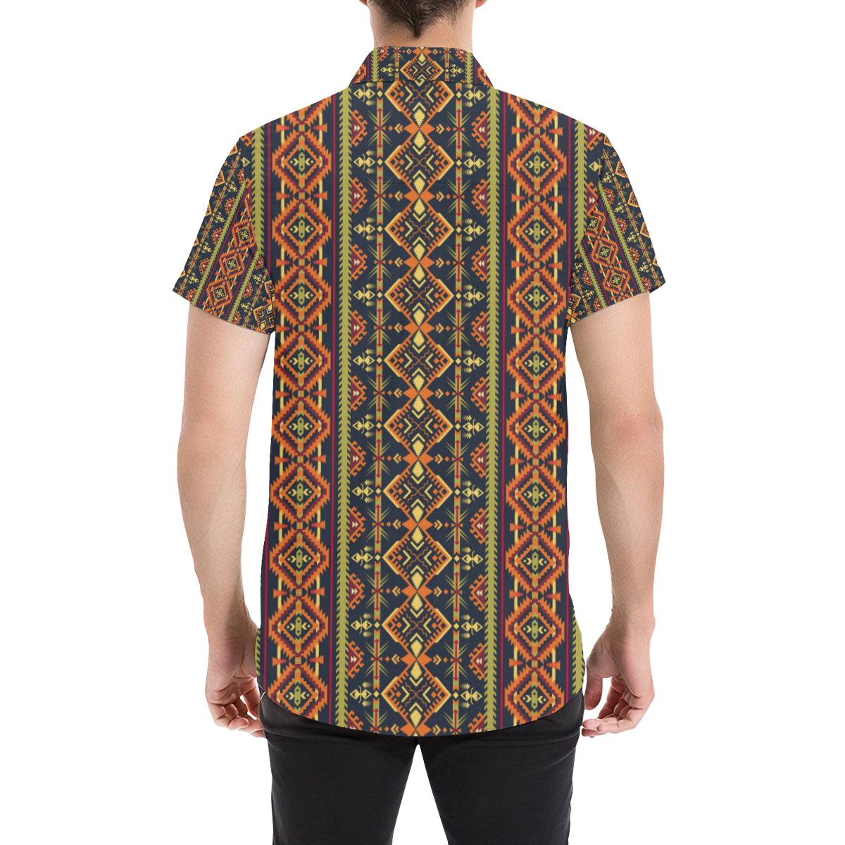 Kente Classic Design African Print Men's Short Sleeve Button Up Shirt