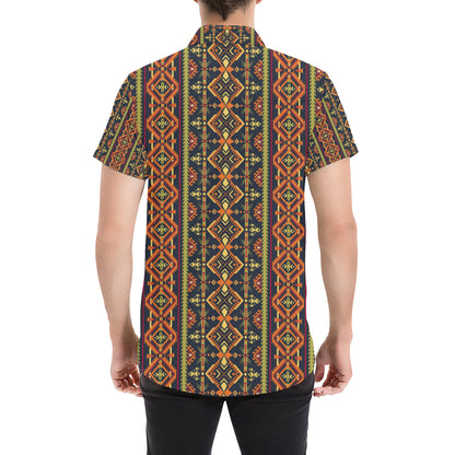 Kente Classic Design African Print Men's Short Sleeve Button Up Shirt