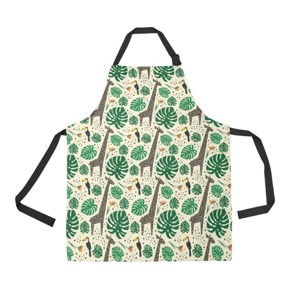 Rainforest Giraffe Pattern Print Design A02 Apron with Pocket
