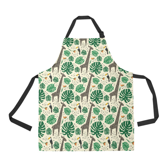 Rainforest Giraffe Pattern Print Design A02 Apron with Pocket