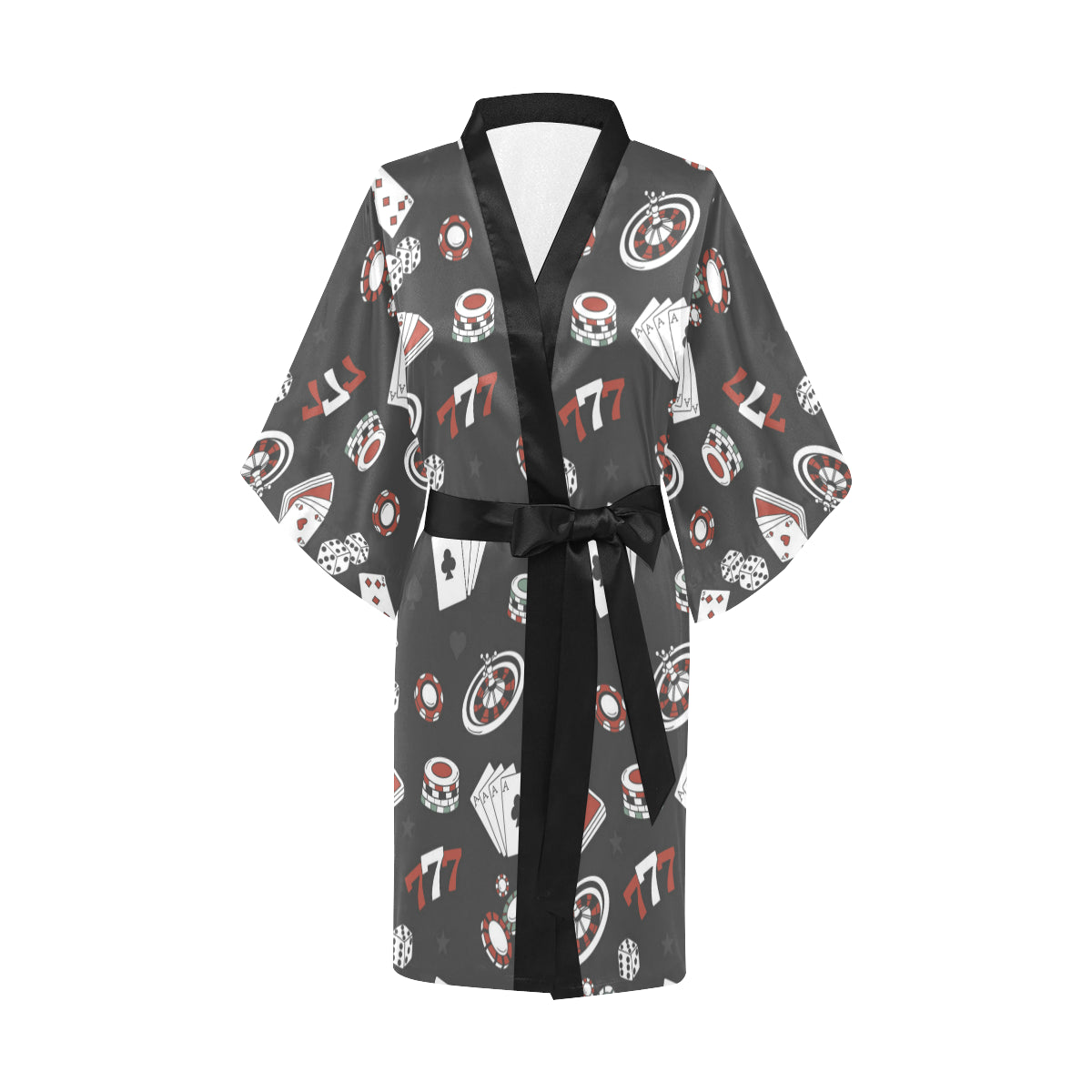 Casino Pattern Print Design 02 Women's Short Kimono