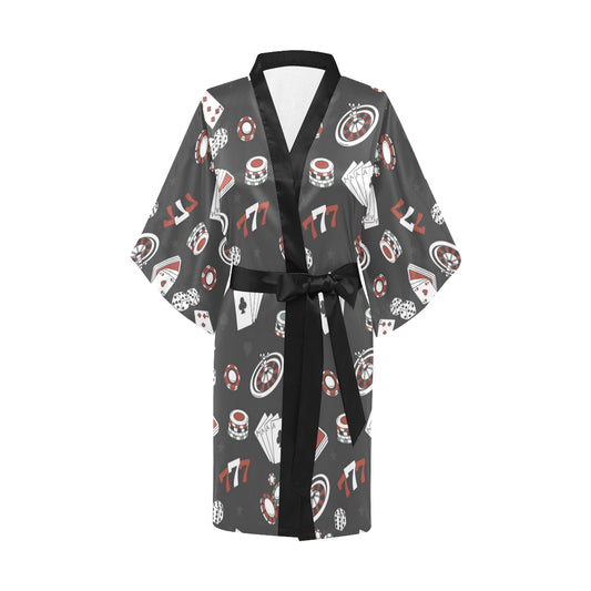 Casino Pattern Print Design 02 Women's Short Kimono