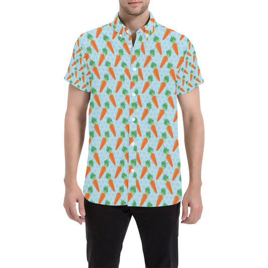 Carrot Pattern Print Design 01 Men's Short Sleeve Button Up Shirt