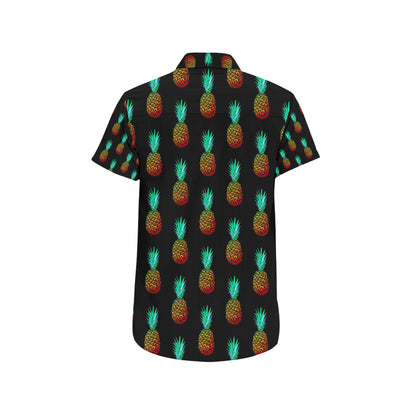 Pineapple Pattern Print Design A05 Men's Short Sleeve Button Up Shirt