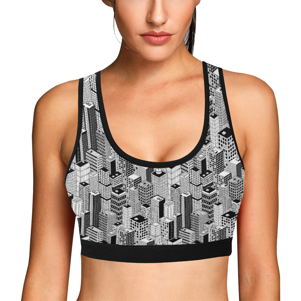 City  Pattern Print Design 02 Sports Bra