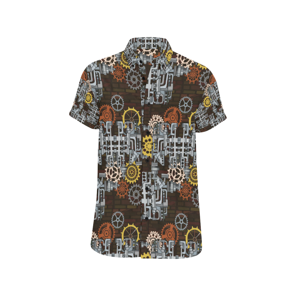 Mechanic Pattern Print Design 04 Men's Short Sleeve Button Up Shirt