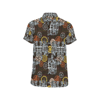 Mechanic Pattern Print Design 04 Men's Short Sleeve Button Up Shirt