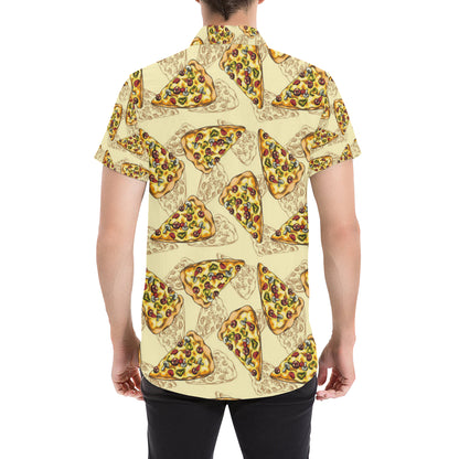 Pizza Pattern Print Design A01 Men's Short Sleeve Button Up Shirt