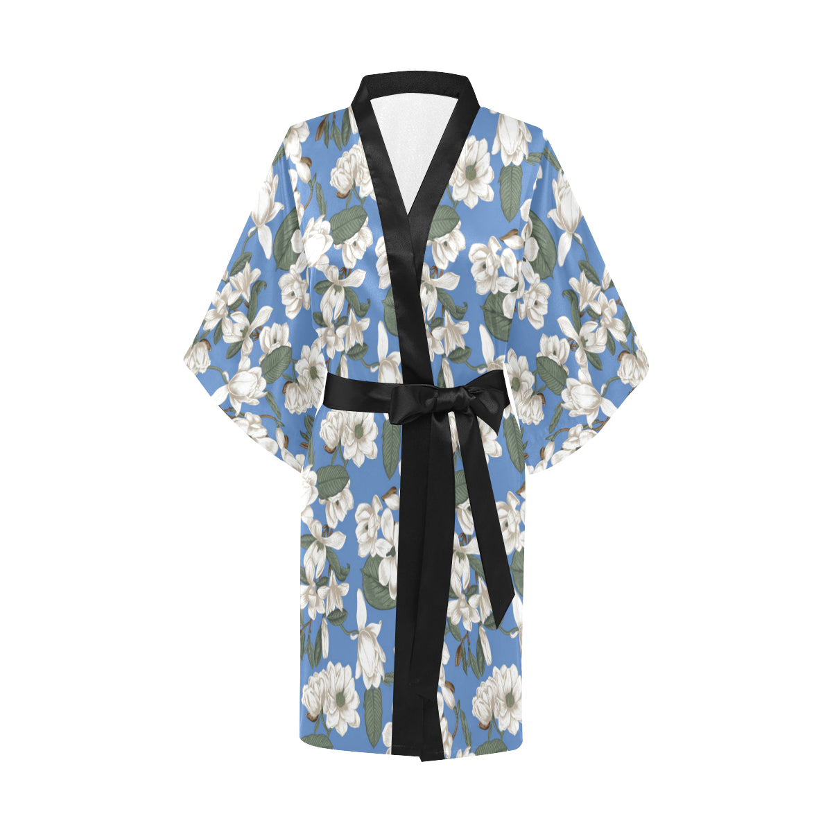 Magnolia Pattern Print Design 01 Women's Short Kimono