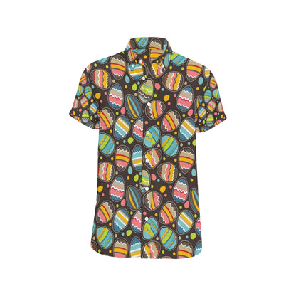 Easter Eggs Pattern Print Design RB03 Men's Short Sleeve Button Up Shirt