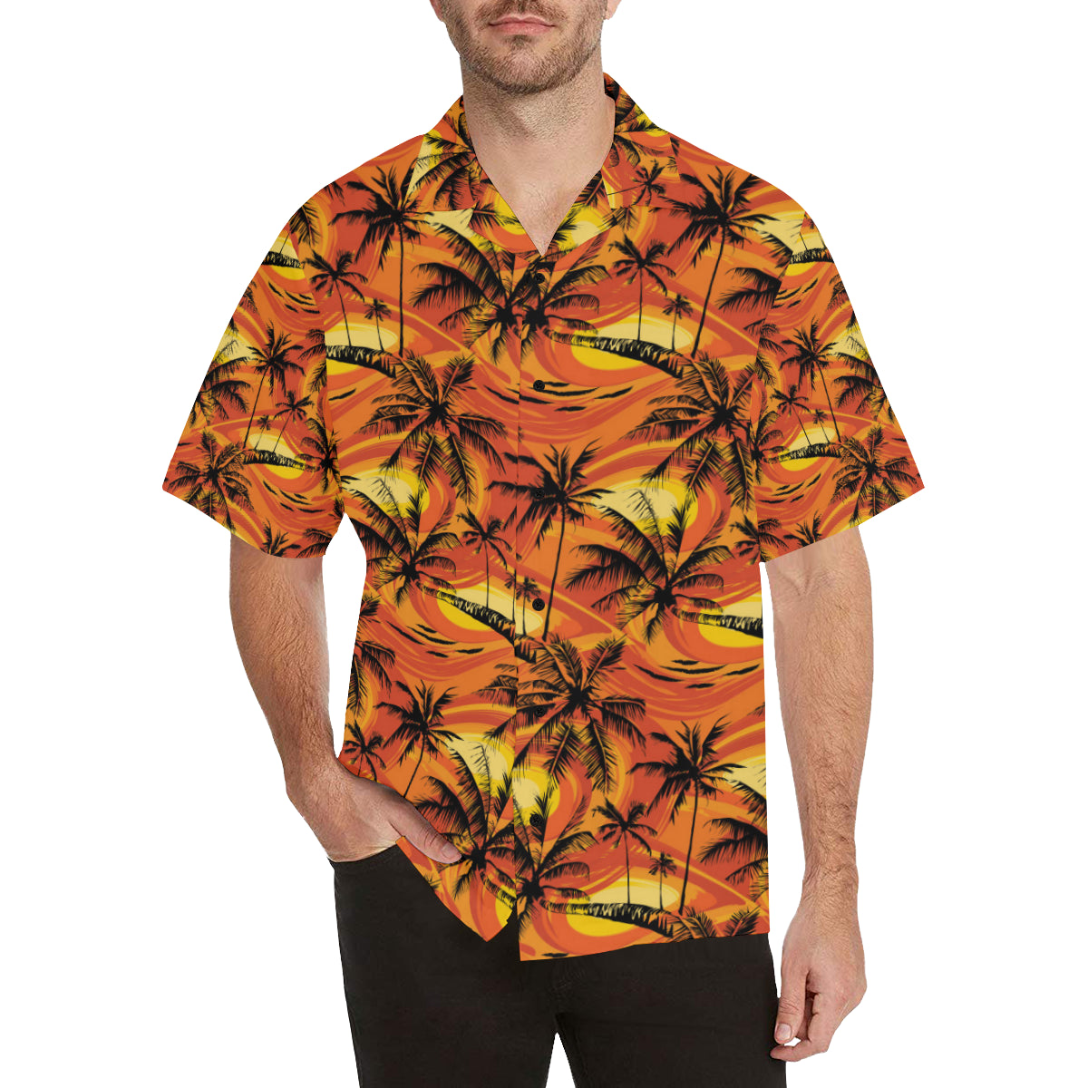 Palm Tree Pattern Print Design A02 Men's Hawaiian Shirt