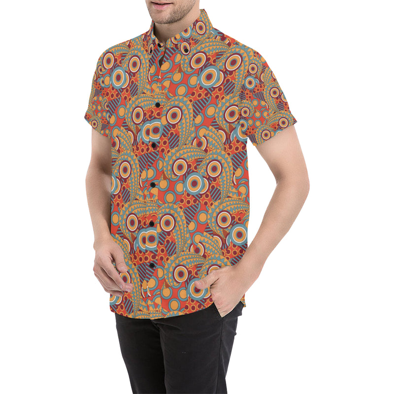 African Pattern Print Design 06 Men's Short Sleeve Button Up Shirt