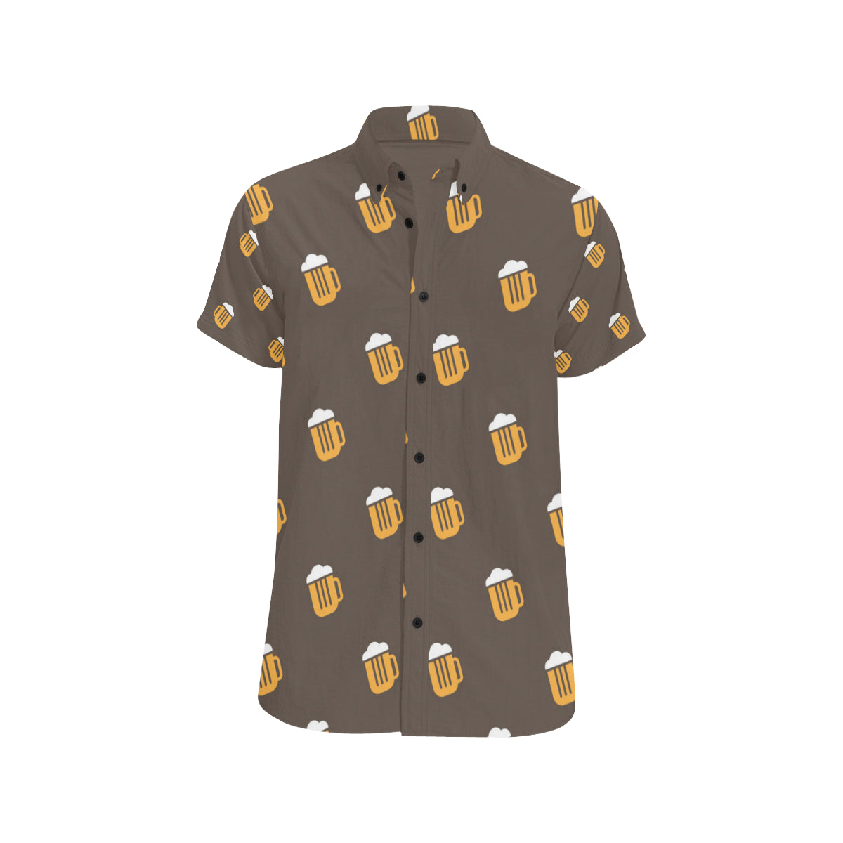 Beer Pattern Print Design 01 Men's Short Sleeve Button Up Shirt