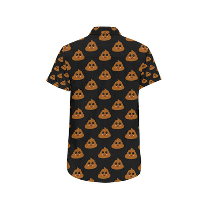 Poop Emoji Pattern Print Design A01 Men's Short Sleeve Button Up Shirt