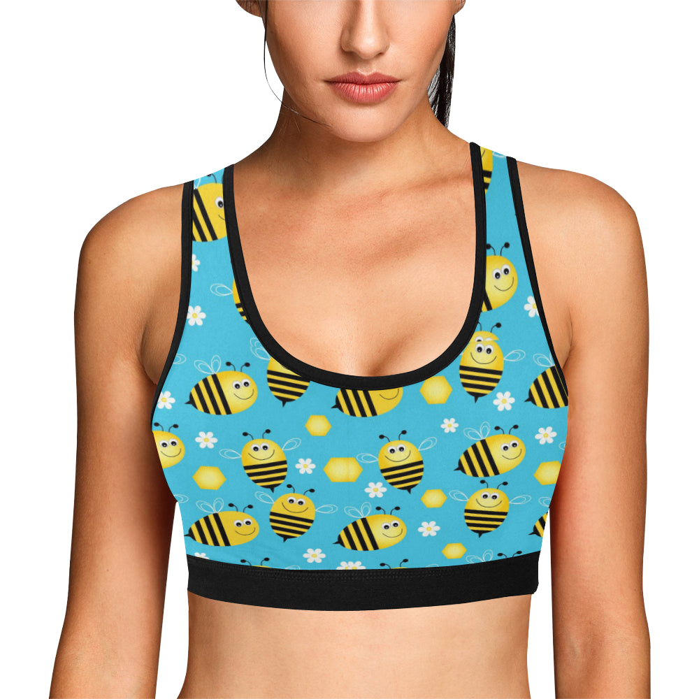 Bee Pattern Print Design BEE06 Sports Bra