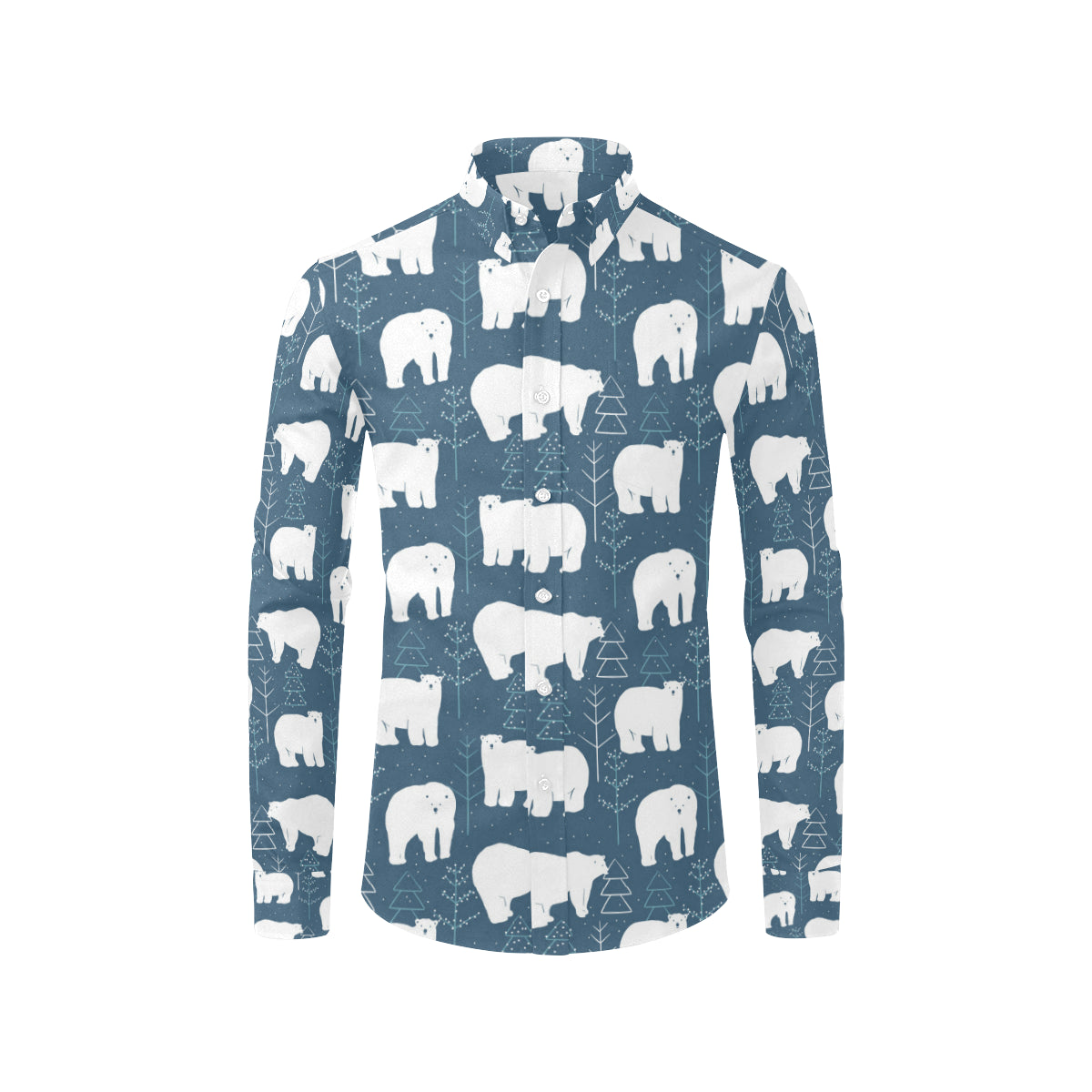 Polar Bear Pattern Print Design A01 Men's Long Sleeve Shirt