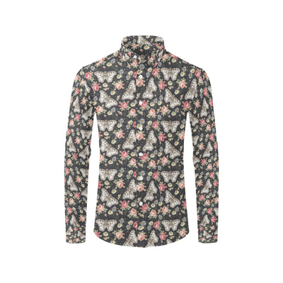 Butterfly Flower Pattern Print Design 07 Men's Long Sleeve Shirt