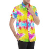 Tie Dye Rainbow Themed Print Men's Short Sleeve Button Up Shirt