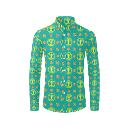 Celtic Tree of Life Print Pattern Men's Long Sleeve Shirt